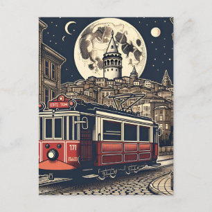 Vintage  istanbul Tower Turkey Travel watercolor  Postcard