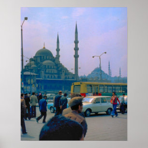 Vintage Istanbul, Traffic, Hagia Sophia Mosque Poster