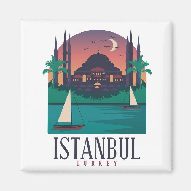 Vintage Istanbul Turkey Skyline Magnet (Front)