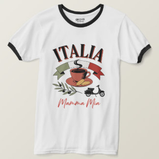 Vintage Italia Coffee, Retro Scooter & Mamma Mia T-Shirt
