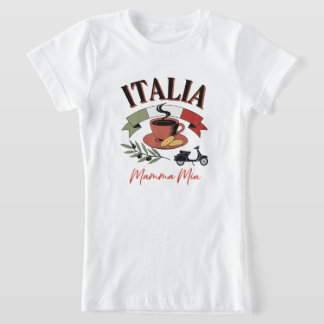 Vintage Italia Coffee, Retro Scooter & Mamma Mia T-Shirt