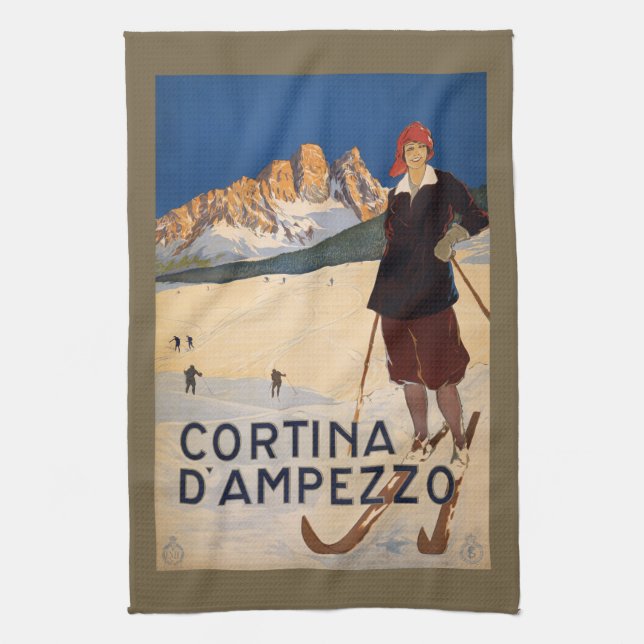 Vintage Italian Alps hand towel (Vertical)