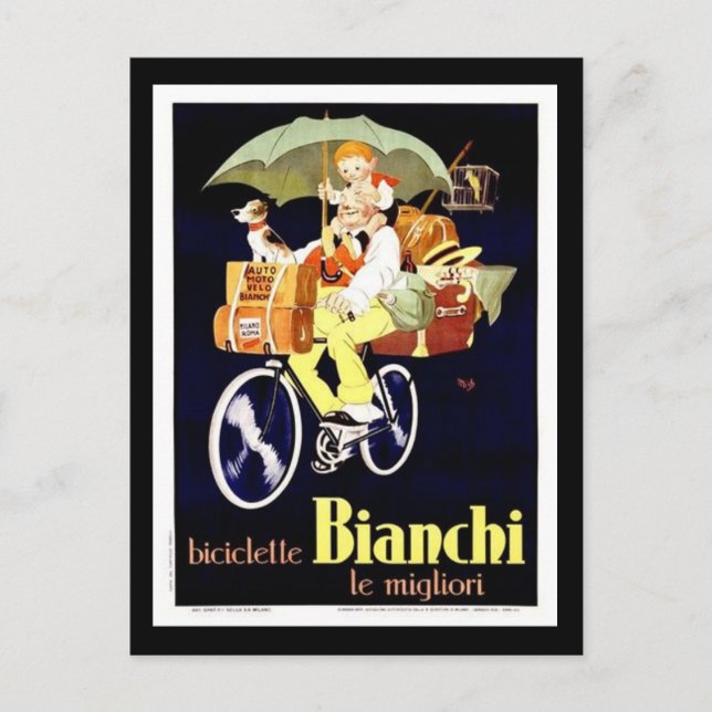 Vintage Italian Bianchi Bicycle Ad Postcard (Front)