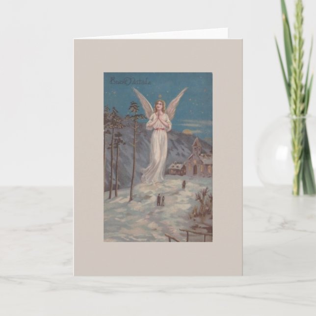 Vintage Italian Buon Natale Angel Christmas Card (Front)