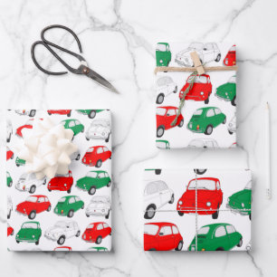 Vintage Italian Car Pattern Wrapping Paper Set