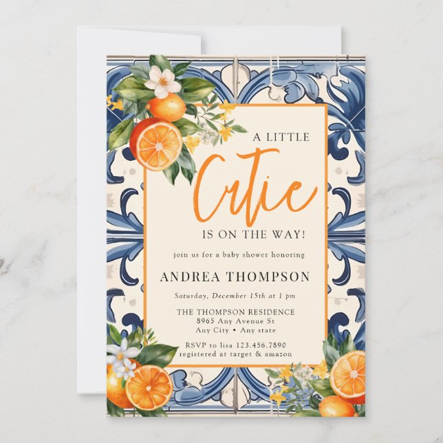 Vintage Italian | Citrus Orange | Baby Shower Invitation (Front)