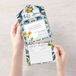 Vintage Italian | Citrus Orange | Bridal Shower All In One Invitation