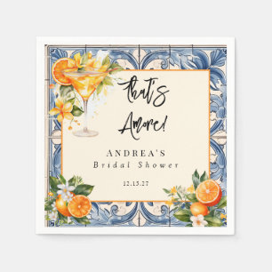 Vintage Italian   Citrus Orange   Bridal  Shower  Napkin