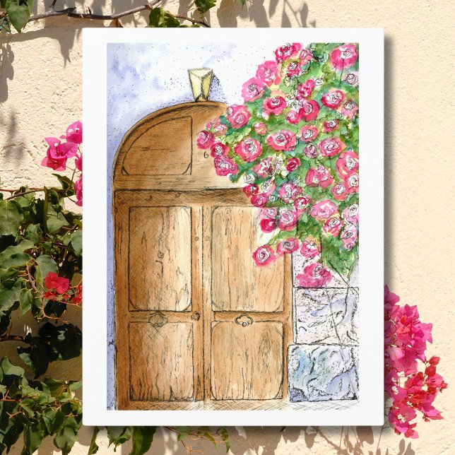  Vintage Italian Door with Bougainvillea Postcard (Creator Uploaded)