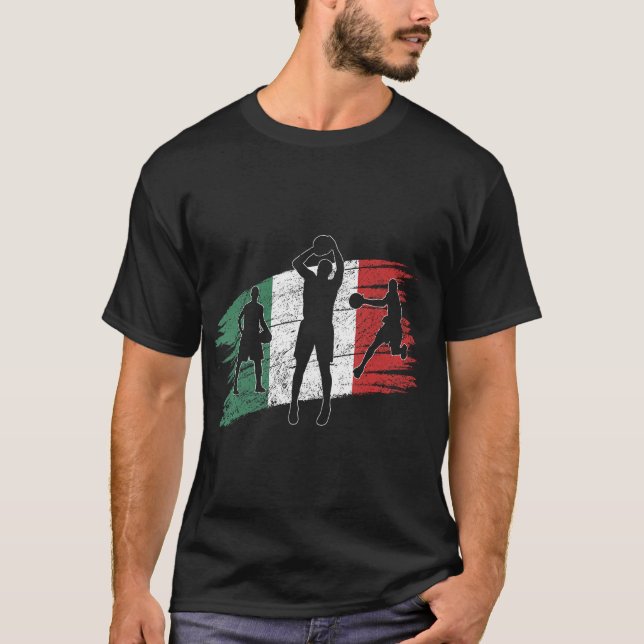 Vintage Italian Flag Italy Basketball T-Shirt (Front)