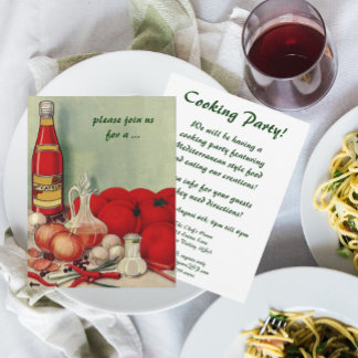 Vintage Italian Food, Tomato Onion Cooking Party Invitation