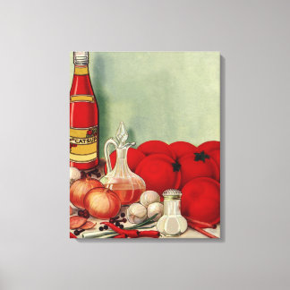 Vintage Italian Food Tomato Onions Peppers Catsup Canvas Print