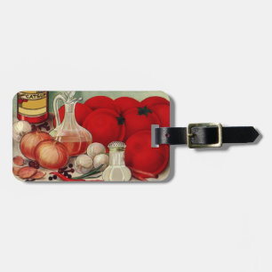 Vintage Italian Food Tomato Onions Peppers Catsup Luggage Tag
