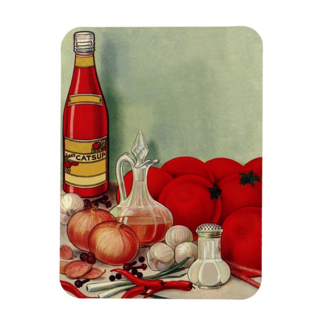 Vintage Italian Food Tomato Onions Peppers Catsup Magnet (Vertical)