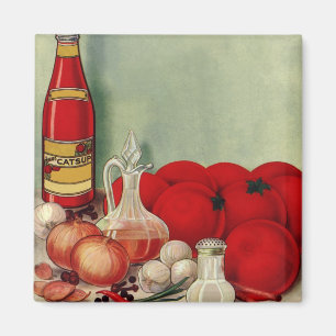 Vintage Italian Food Tomato Onions Peppers Catsup Magnet