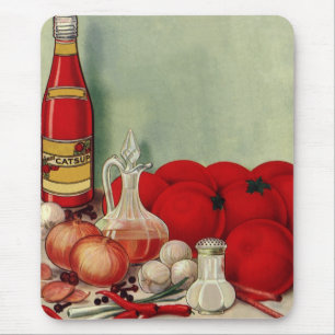 Vintage Italian Food Tomato Onions Peppers Catsup Mouse Pad