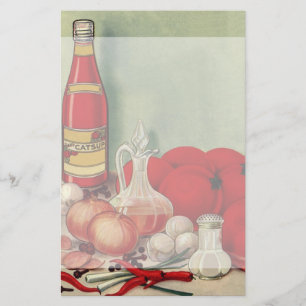 Vintage Italian Food Tomato Onions Peppers Catsup Stationery