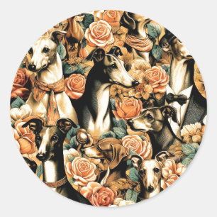 Vintage Italian Greyhound Illustration Classic Round Sticker