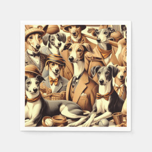 Vintage Italian Greyhound Illustration Napkin
