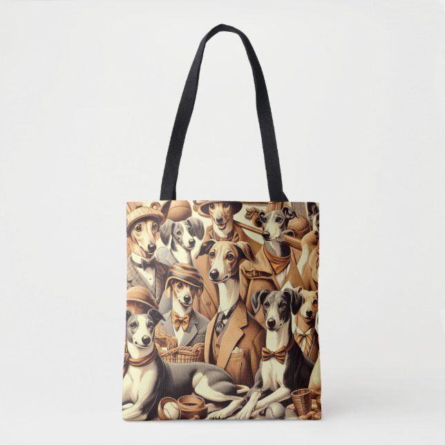 Vintage Italian Greyhound Illustration Tote Bag (Front)