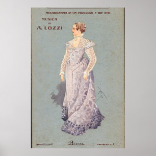 Vintage Italian Illustration of a Woman Poster