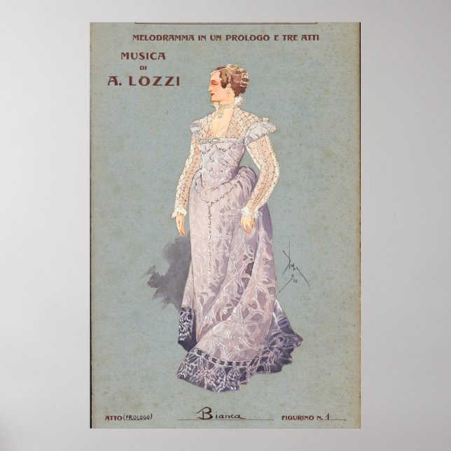 Vintage Italian Illustration of a Woman Poster (Front)