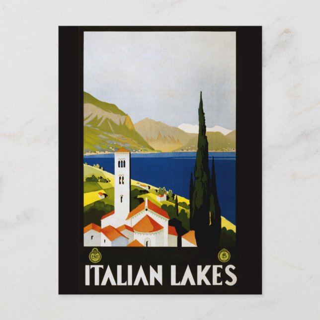 Vintage Italian Lakes Italy postcard (Front)