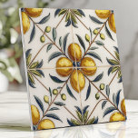 Vintage Italian Lemon Citrus Botanical Pattern Tile<br><div class="desc">Bring a touch of Italian sunshine to your home with this charming ceramic tile. The design features a classic botanical illustration of lemons and foliage, arranged in a symmetrical pattern on a white background. The soft yellows, greens, and blues create a warm and inviting feel. This tile is perfect for...</div>