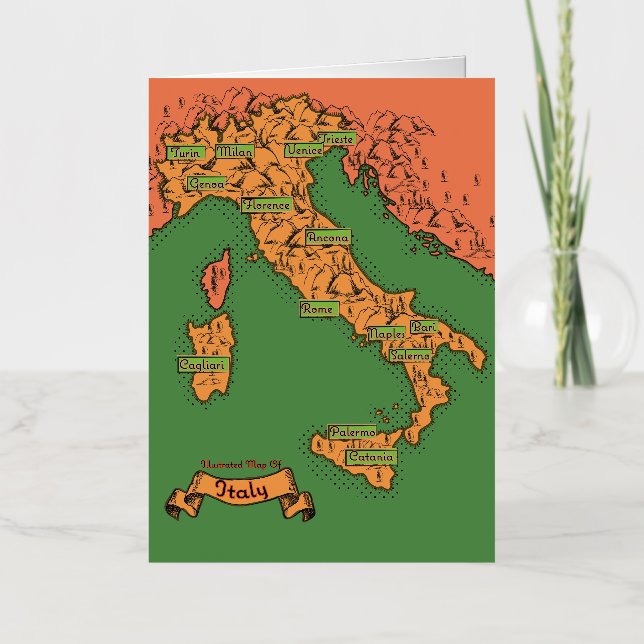 Vintage Italian map Foil Greeting Card (Front)