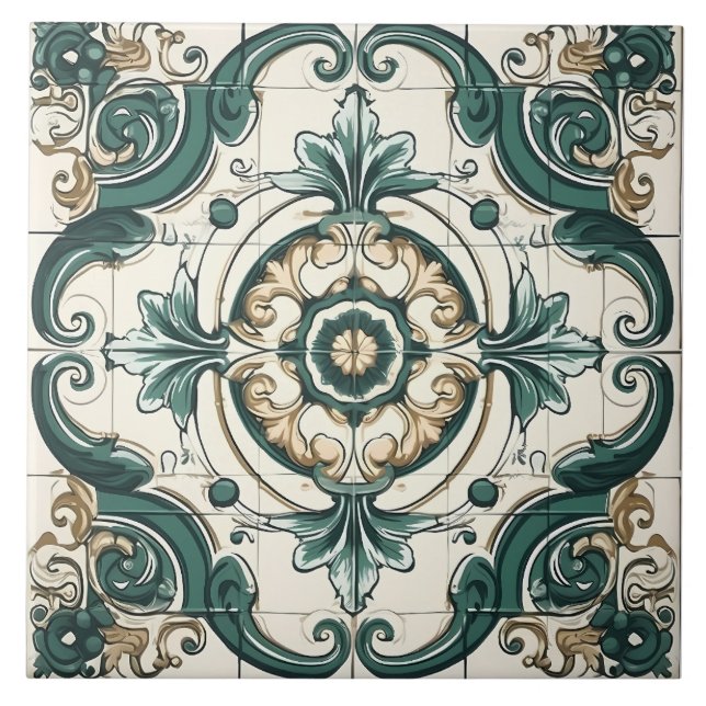 Vintage Italian Mediterranean Pattern Tile (Front)