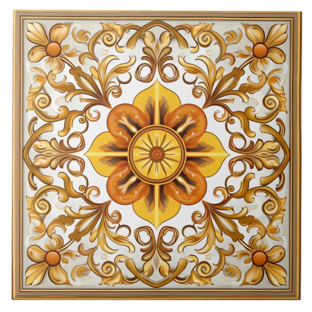 Vintage Italian Mediterranean Pattern Tile (Front)