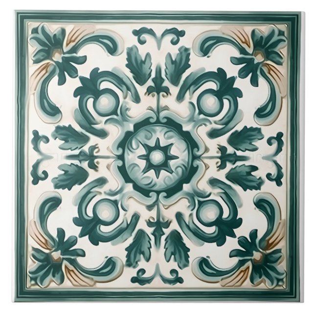 Vintage Italian Mediterranean Pattern Tile (Front)