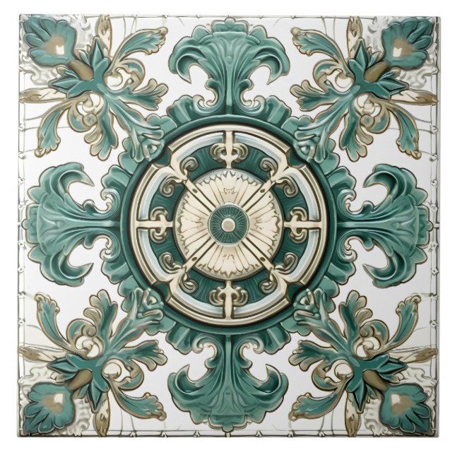 Vintage Italian Mediterranean Pattern Tile (Front)
