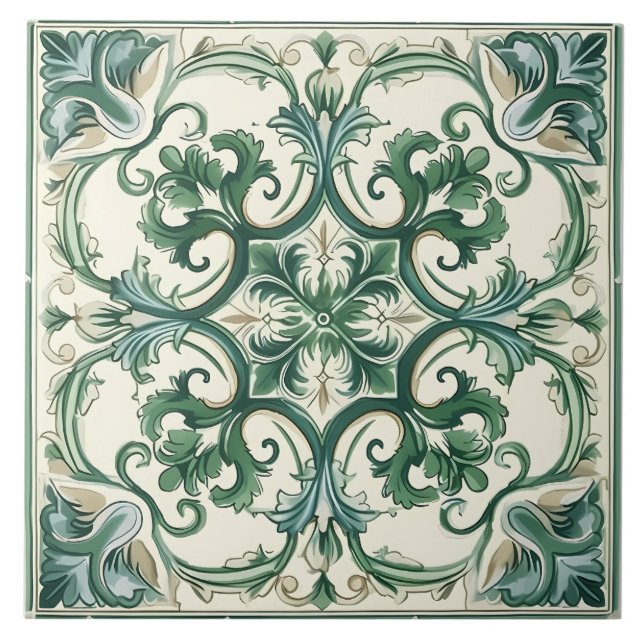 Vintage Italian Mediterranean Pattern Tile (Front)