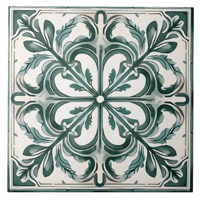Vintage Italian Mediterranean Pattern Tile (Front)