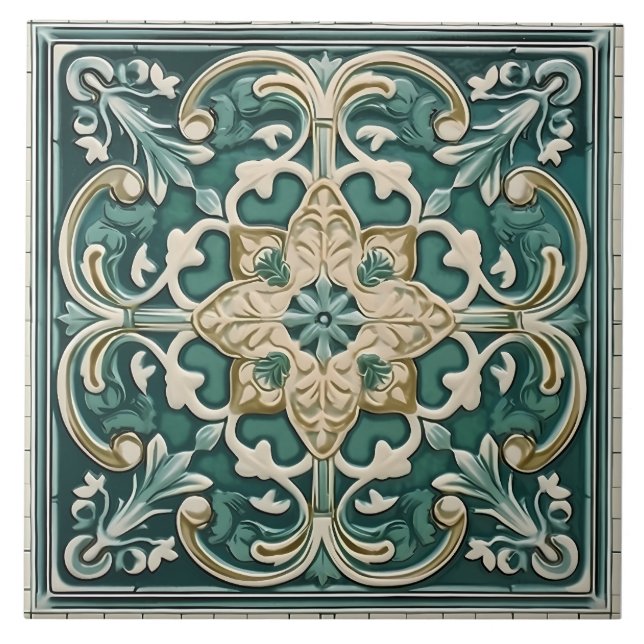 Vintage Italian Mediterranean Pattern Tile (Front)