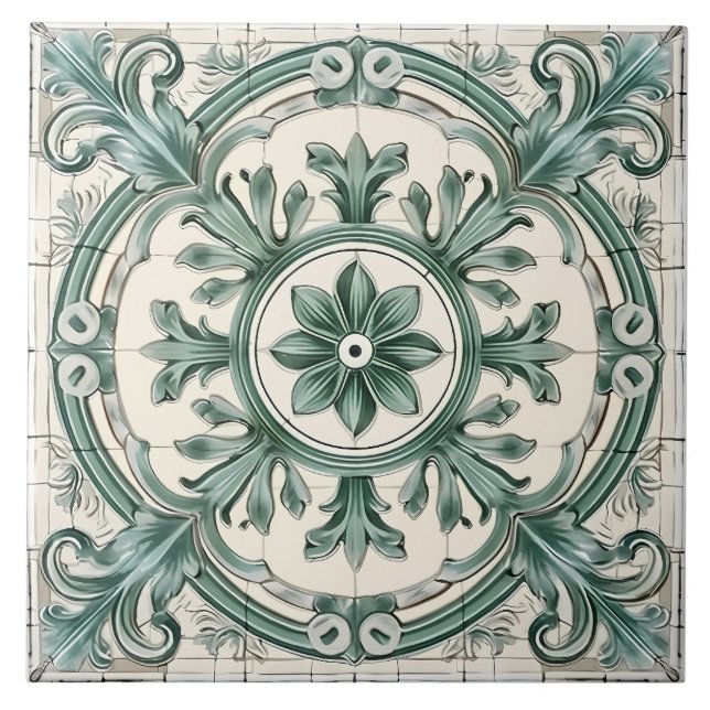 Vintage Italian Mediterranean Pattern Tile (Front)