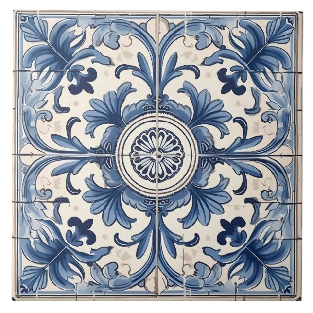 Vintage Italian Mediterranean Pattern Tile (Front)
