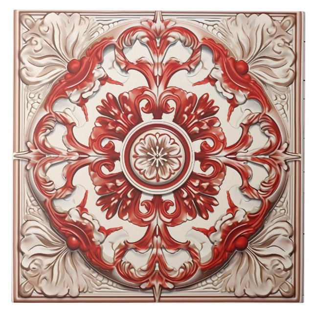 Vintage Italian Mediterranean Pattern Tile (Front)