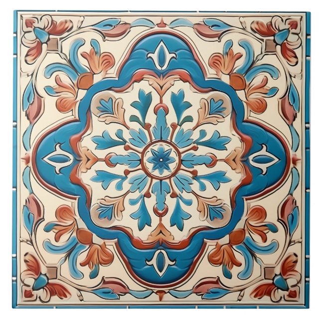 Vintage Italian Mediterranean Pattern Tile (Front)