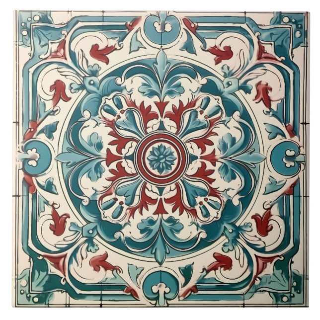 Vintage Italian Mediterranean Pattern Tile (Front)