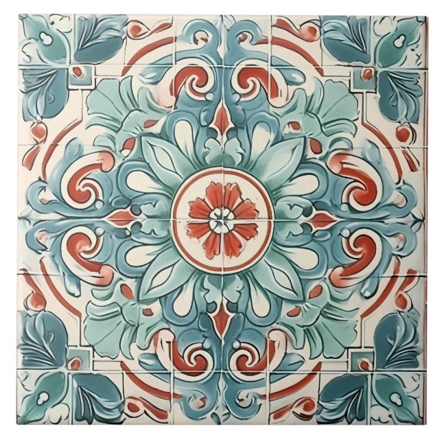 Vintage Italian Mediterranean Pattern Tile (Front)