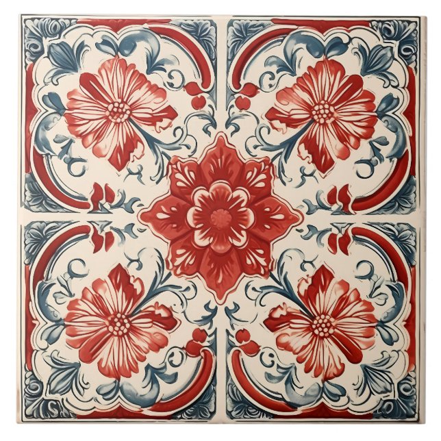 Vintage Italian Mediterranean Pattern Tile (Front)