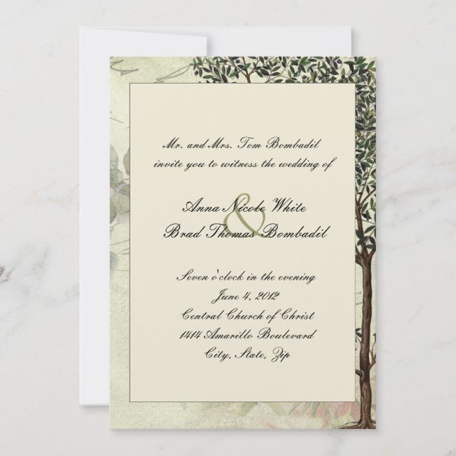 Vintage Italian Myrtle Tree Wedding Invitation (Front)