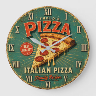 Vintage Italian Pizza Large Clock