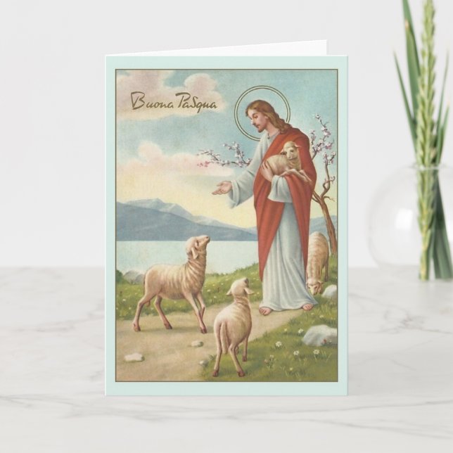 Vintage Italian Religious Easter Greeting Card (Front)