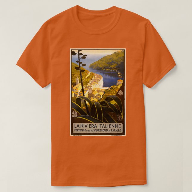 Vintage Italian Riviera Portofino Travel T-Shirt (Design Front)
