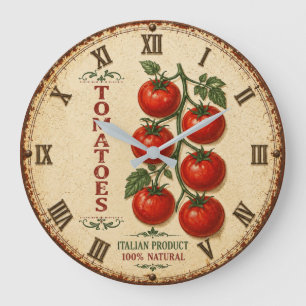 Vintage Italian Tomatoes Rustic Farmhouse Kitchen Large Clock