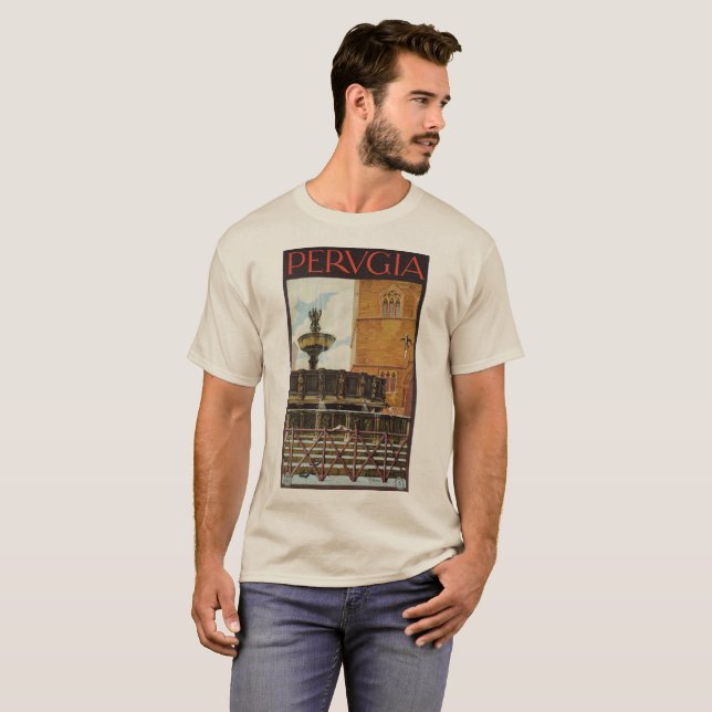 Vintage Italian travel ad Perugia T-Shirt (Front Full)