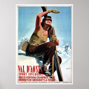 Vintage Italian winter sports ski travel ad Poster